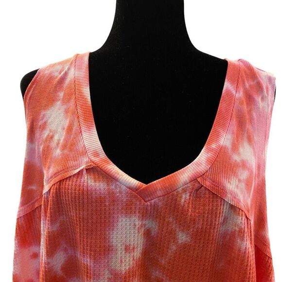 True Craft Pink and White Tie Dye Waffle Weave Sleeveless Top Sz 3X NWT - Picture 2 of 12
